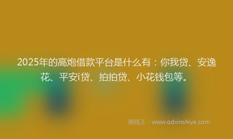 2025年的高炮借款平台是什么有：你我贷、安逸花、平安i贷、拍拍贷、小花钱包等。