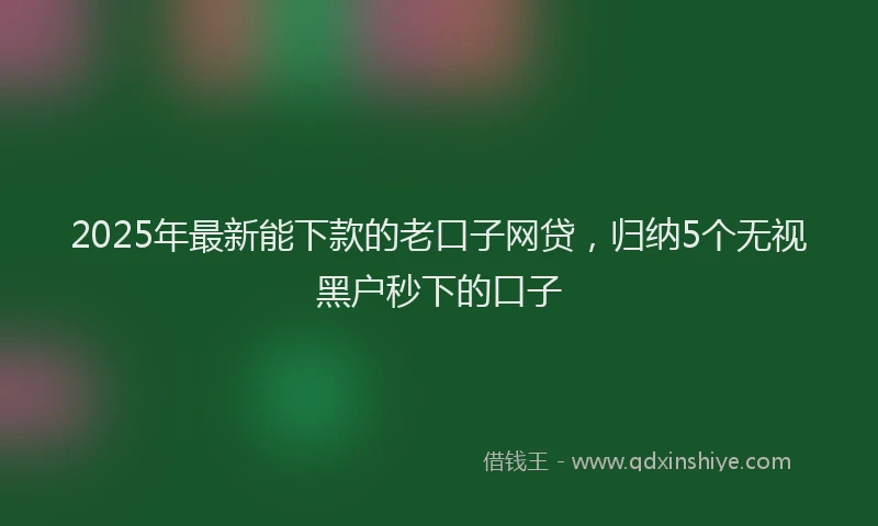 2025年最新能下款的老口子网贷，归纳5个无视黑户秒下的口子