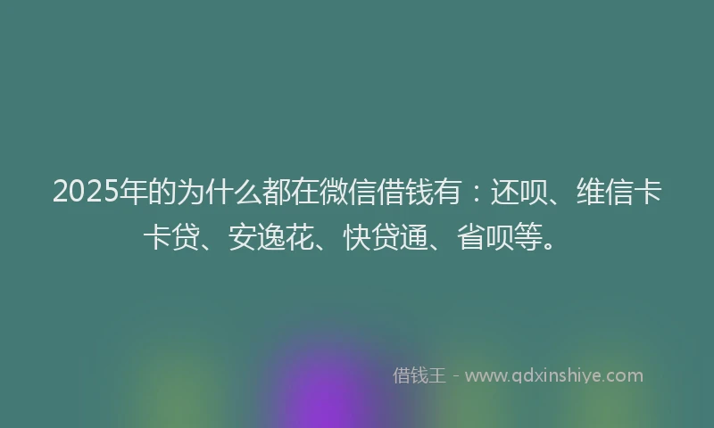 2025年的为什么都在微信借钱有：还呗、维信卡卡贷、安逸花、快贷通、省呗等。