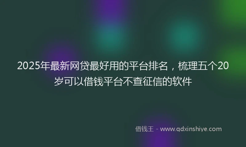 2025年最新网贷最好用的平台排名，梳理五个20岁可以借钱平台不查征信的软件