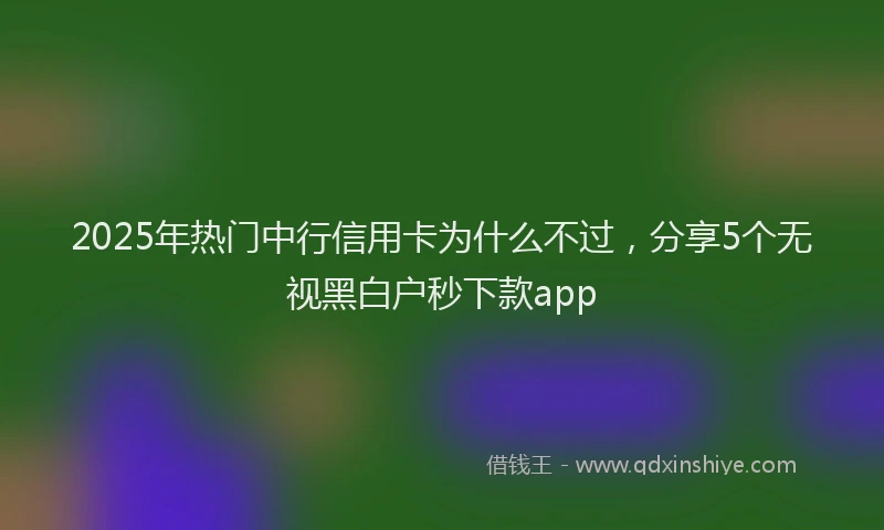 2025年热门中行信用卡为什么不过，分享5个无视黑白户秒下款app