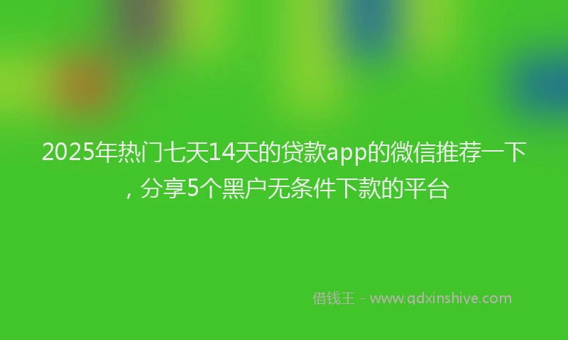2025年热门七天14天的贷款app的微信推荐一下，分享5个黑户无条件下款的平台