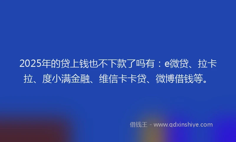 2025年的贷上钱也不下款了吗有：e微贷、拉卡拉、度小满金融、维信卡卡贷、微博借钱等。