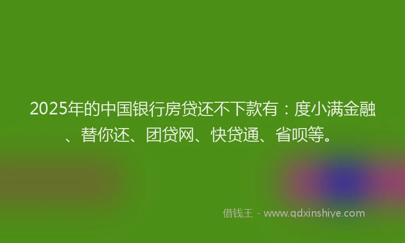 2025年的中国银行房贷还不下款有：度小满金融、替你还、团贷网、快贷通、省呗等。