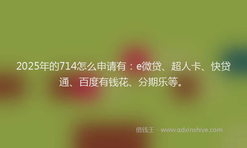 2025年的714怎么申请有：e微贷、超人卡、快贷通、百度有钱花、分期乐等。
