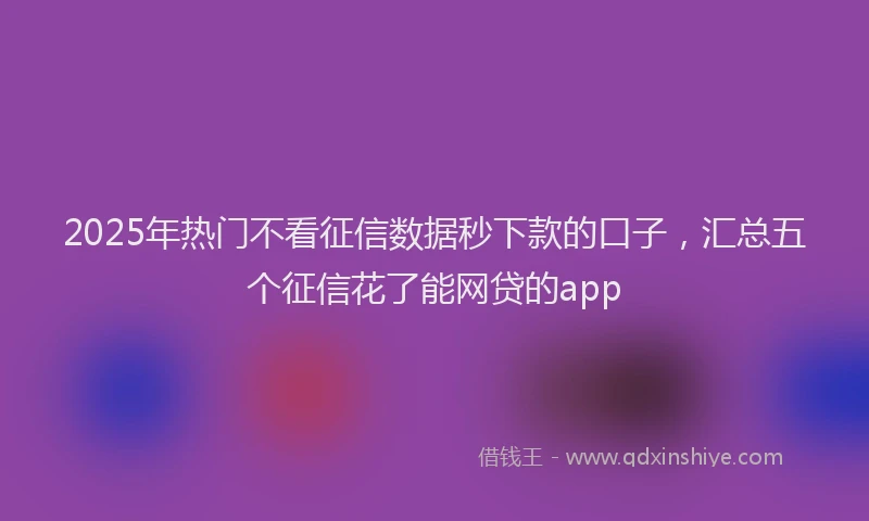 2025年热门不看征信数据秒下款的口子，汇总五个征信花了能网贷的app