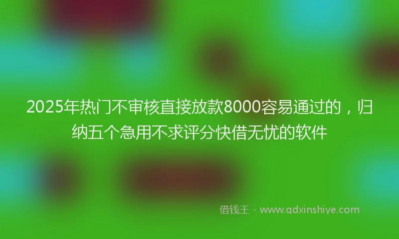 2025年热门不审核直接放款8000容易通过的，归纳五个急用不求评分快借无忧的软件
