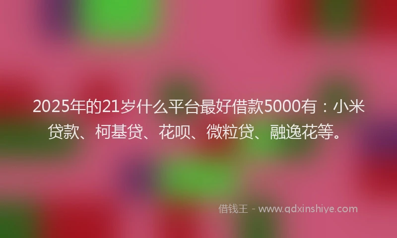 2025年的21岁什么平台最好借款5000有：小米贷款、柯基贷、花呗、微粒贷、融逸花等。