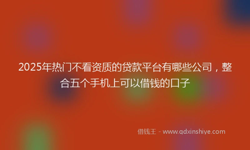 2025年热门不看资质的贷款平台有哪些公司，整合五个手机上可以借钱的口子