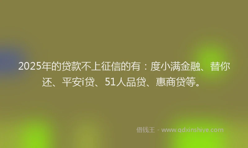 2025年的贷款不上征信的有：度小满金融、替你还、平安i贷、51人品贷、惠商贷等。