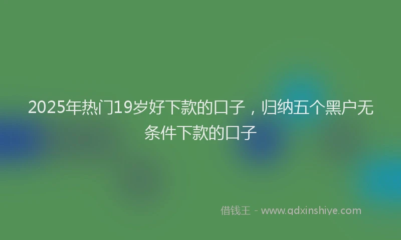 2025年热门19岁好下款的口子，归纳五个黑户无条件下款的口子