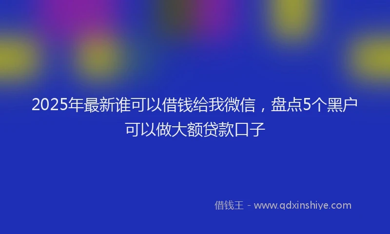 2025年最新谁可以借钱给我微信，盘点5个黑户可以做大额贷款口子