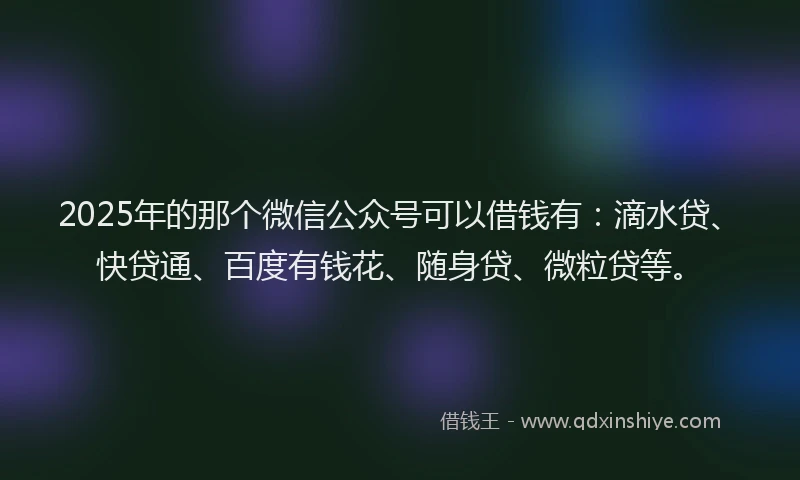 2025年的那个微信公众号可以借钱有：滴水贷、快贷通、百度有钱花、随身贷、微粒贷等。