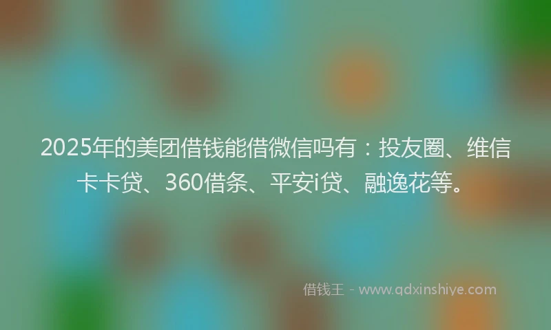 2025年的美团借钱能借微信吗有：投友圈、维信卡卡贷、360借条、平安i贷、融逸花等。