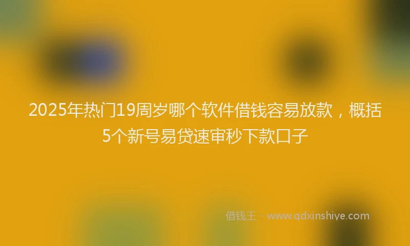 2025年热门19周岁哪个软件借钱容易放款，概括5个新号易贷速审秒下款口子