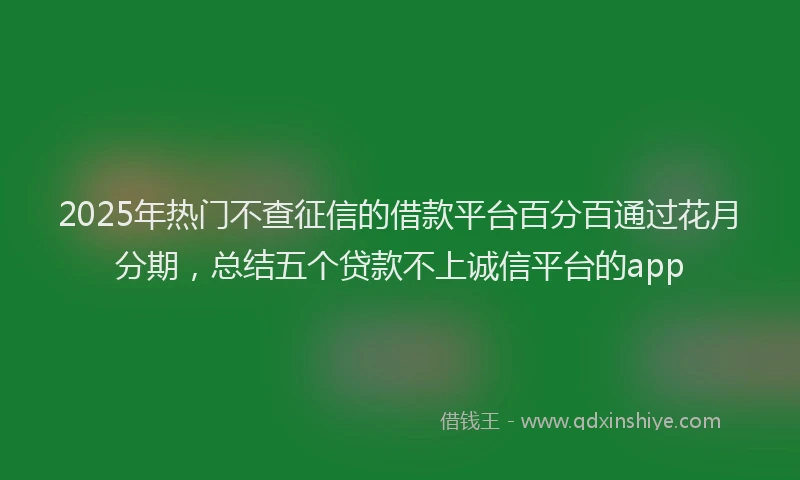 2025年热门不查征信的借款平台百分百通过花月分期，总结五个贷款不上诚信平台的app