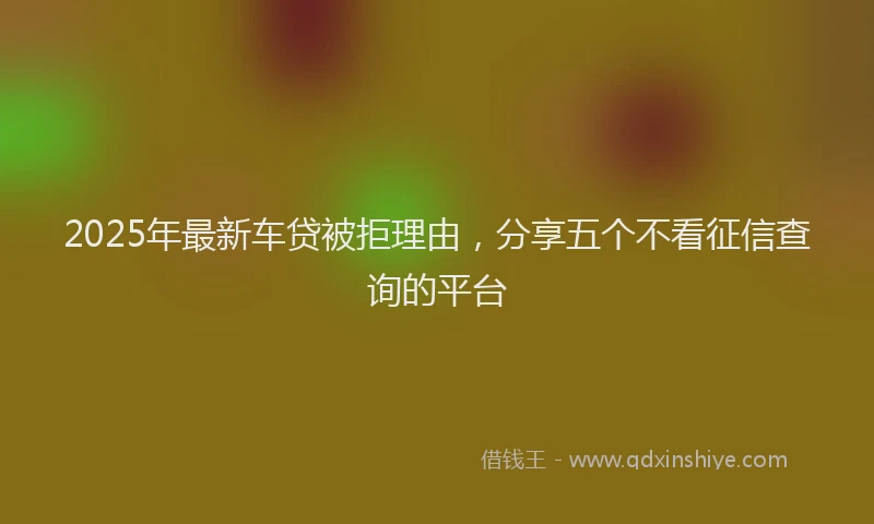 2025年最新车贷被拒理由，分享五个不看征信查询的平台