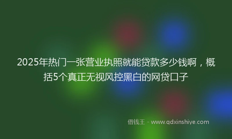 2025年热门一张营业执照就能贷款多少钱啊，概括5个真正无视风控黑白的网贷口子