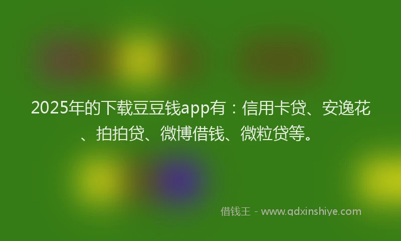 2025年的下载豆豆钱app有：信用卡贷、安逸花、拍拍贷、微博借钱、微粒贷等。