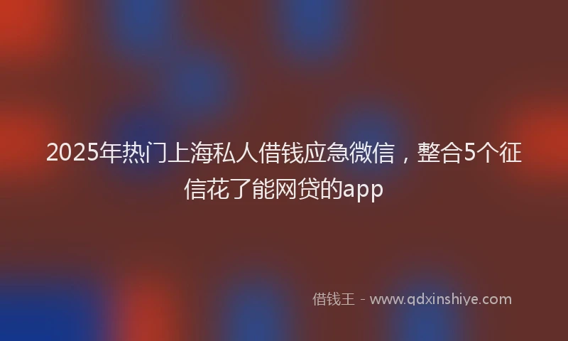 2025年热门上海私人借钱应急微信，整合5个征信花了能网贷的app