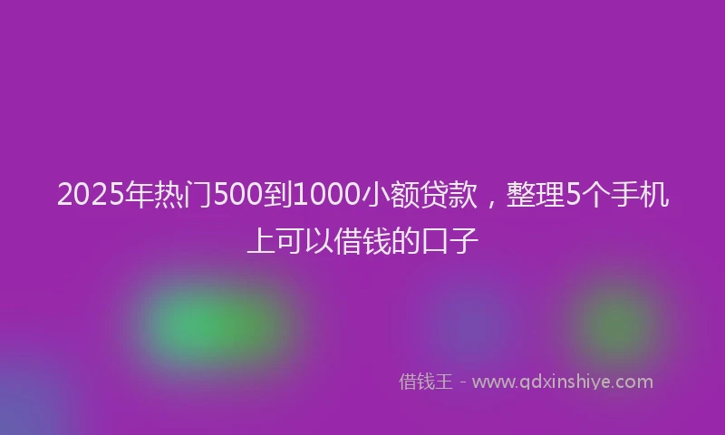 2025年热门500到1000小额贷款，整理5个手机上可以借钱的口子