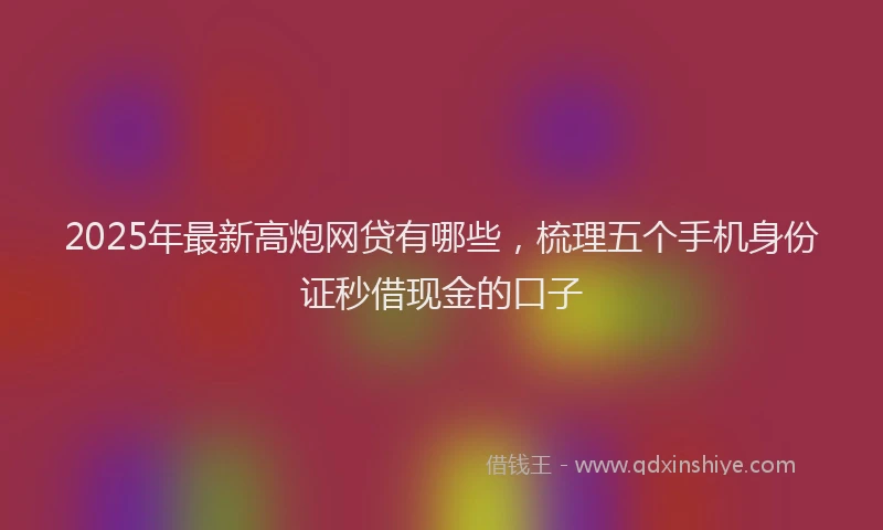 2025年最新高炮网贷有哪些，梳理五个手机身份证秒借现金的口子