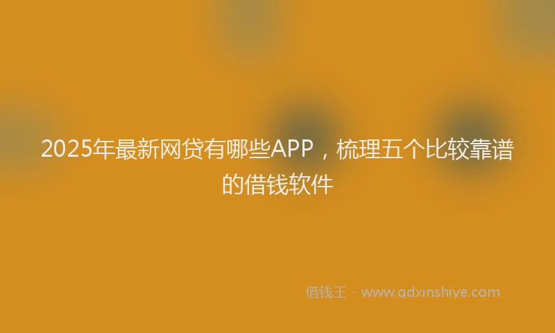 2025年最新网贷有哪些APP，梳理五个比较靠谱的借钱软件