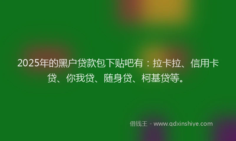 2025年的黑户贷款包下贴吧有：拉卡拉、信用卡贷、你我贷、随身贷、柯基贷等。