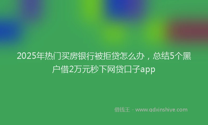 2025年热门买房银行被拒贷怎么办，总结5个黑户借2万元秒下网贷口子app