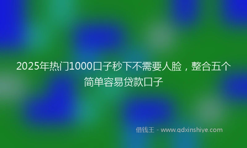 2025年热门1000口子秒下不需要人脸，整合五个简单容易贷款口子