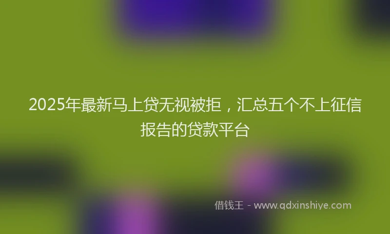 2025年最新马上贷无视被拒，汇总五个不上征信报告的贷款平台