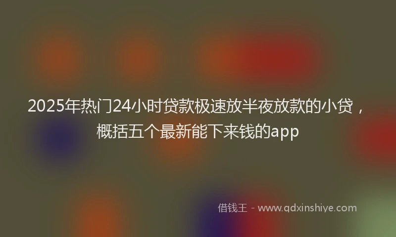 2025年热门24小时贷款极速放半夜放款的小贷，概括五个最新能下来钱的app