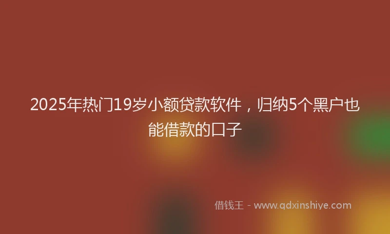 2025年热门19岁小额贷款软件，归纳5个黑户也能借款的口子