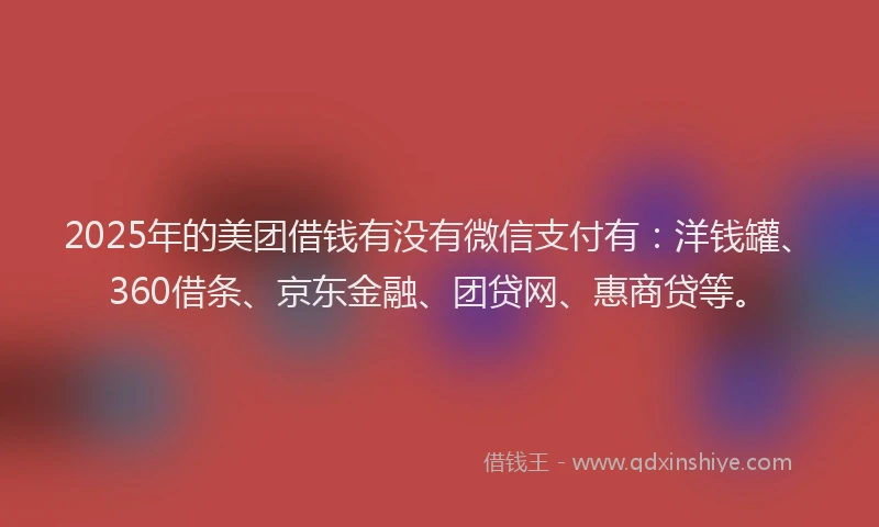 2025年的美团借钱有没有微信支付有：洋钱罐、360借条、京东金融、团贷网、惠商贷等。