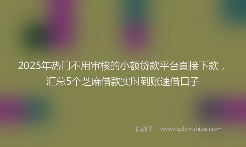 2025年热门不用审核的小额贷款平台直接下款，汇总5个芝麻借款实时到账速借口子