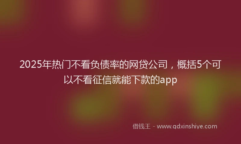 2025年热门不看负债率的网贷公司，概括5个可以不看征信就能下款的app