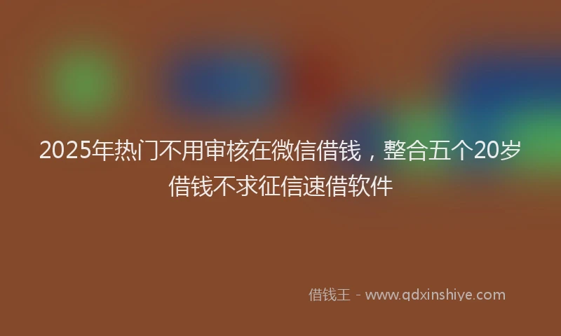 2025年热门不用审核在微信借钱，整合五个20岁借钱不求征信速借软件