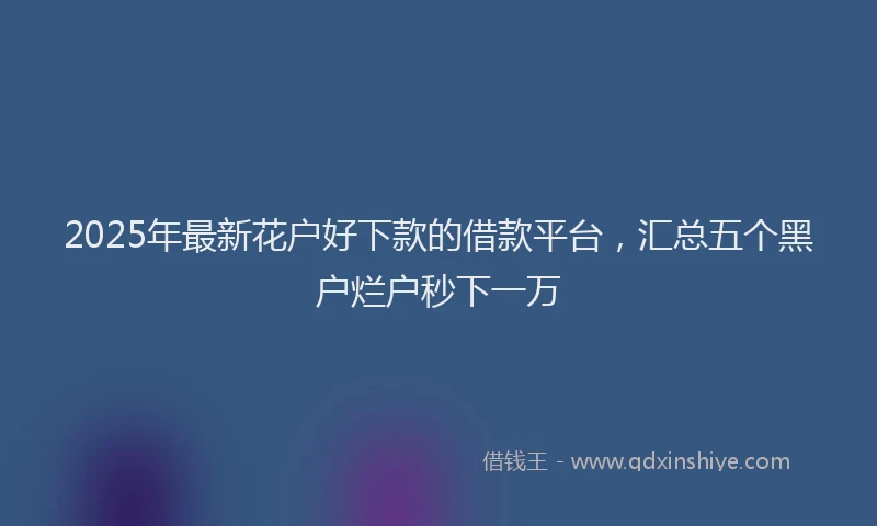 2025年最新花户好下款的借款平台，汇总五个黑户烂户秒下一万
