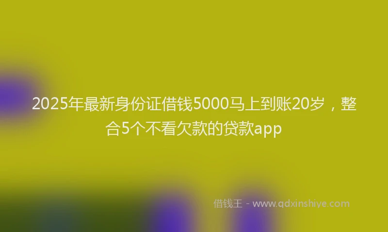 2025年最新身份证借钱5000马上到账20岁，整合5个不看欠款的贷款app