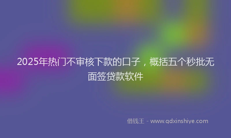 2025年热门不审核下款的口子，概括五个秒批无面签贷款软件