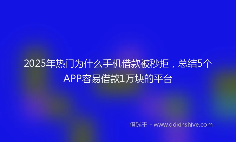 2025年热门为什么手机借款被秒拒，总结5个APP容易借款1万块的平台