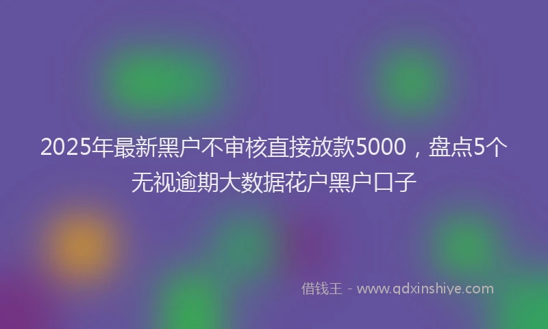 2025年最新黑户不审核直接放款5000，盘点5个无视逾期大数据花户黑户口子