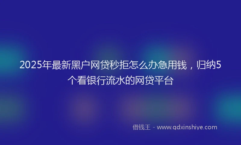 2025年最新黑户网贷秒拒怎么办急用钱，归纳5个看银行流水的网贷平台