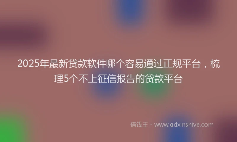 2025年最新贷款软件哪个容易通过正规平台，梳理5个不上征信报告的贷款平台