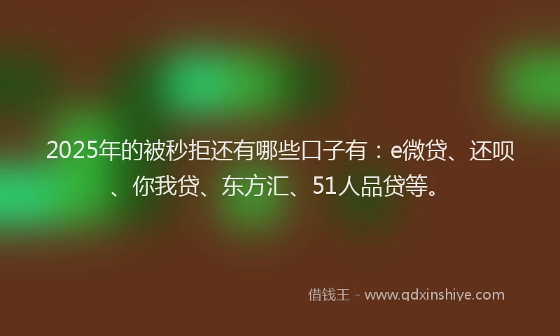 2025年的被秒拒还有哪些口子有：e微贷、还呗、你我贷、东方汇、51人品贷等。