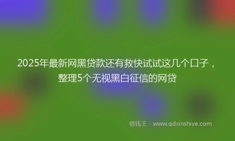2025年最新网黑贷款还有救快试试这几个口子，整理5个无视黑白征信的网贷