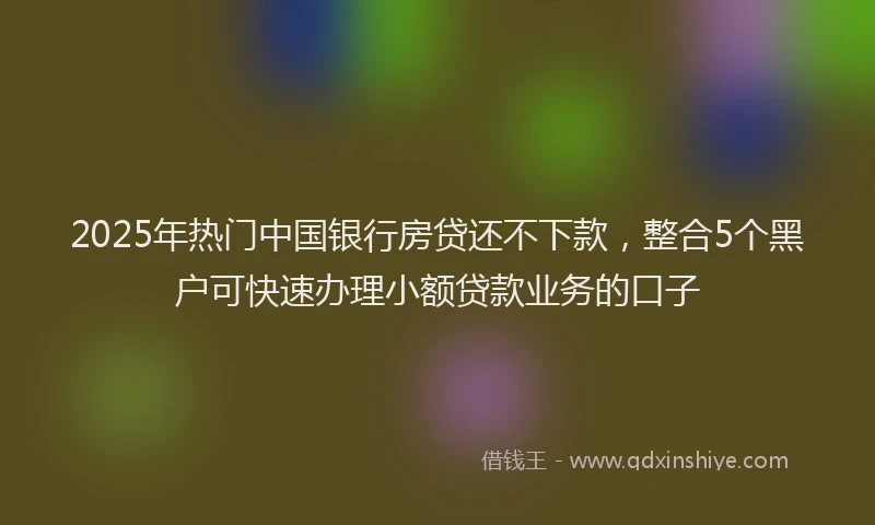 2025年热门中国银行房贷还不下款，整合5个黑户可快速办理小额贷款业务的口子