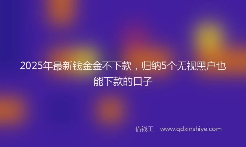2025年最新钱金金不下款，归纳5个无视黑户也能下款的口子