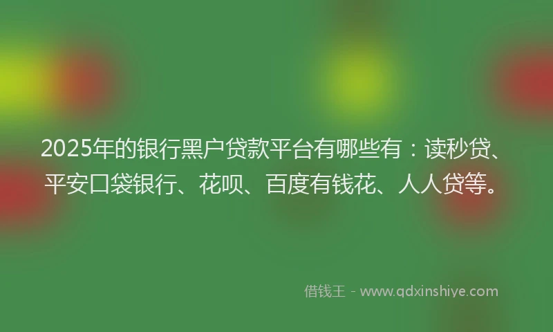 2025年的银行黑户贷款平台有哪些有：读秒贷、平安口袋银行、花呗、百度有钱花、人人贷等。