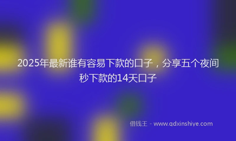 2025年最新谁有容易下款的口子，分享五个夜间秒下款的14天口子